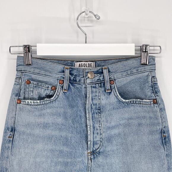 AGOLDE Riley High Rise Straight Crop Jeans Women’s Size 24 Shatter Distressed - Picture 3 of 6